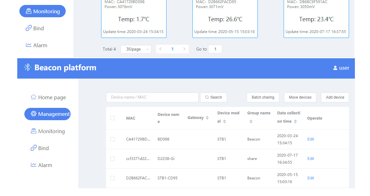 BLUE TOOTH BEACON DB01 TEMPERATURE & HUMIDITY MONITORING