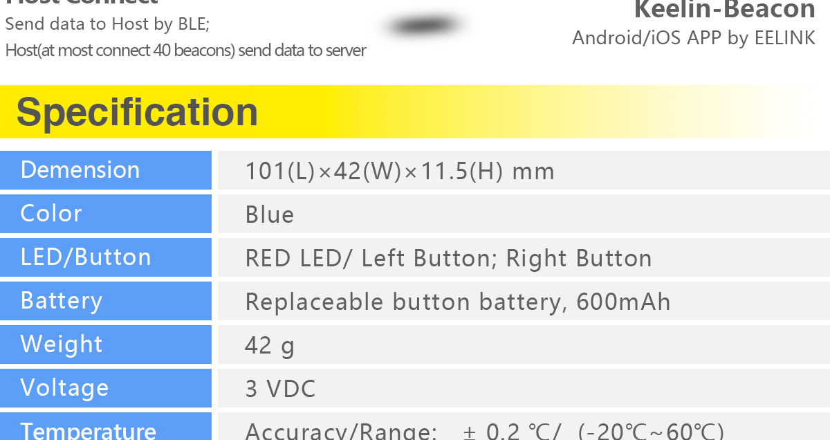 BLUE TOOTH BEACON DB01 TEMPERATURE & HUMIDITY MONITORING