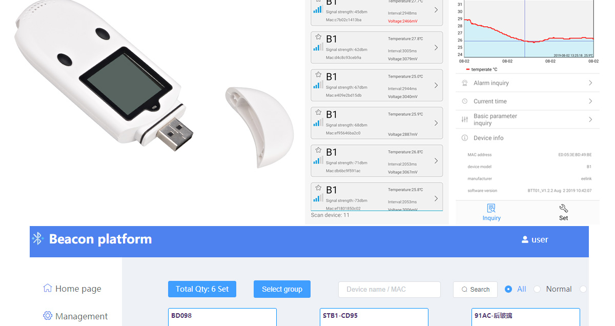 BLUE TOOTH BEACON DB01 TEMPERATURE & HUMIDITY MONITORING